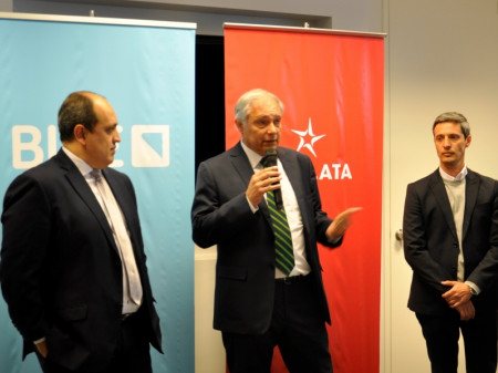 Pablo Garcia, vice-presidente executivo do BICE, Juan Notaro, presidente executivo do FONPLATA, e Martín Soto, diretor do FONPLATA pela Argentina.